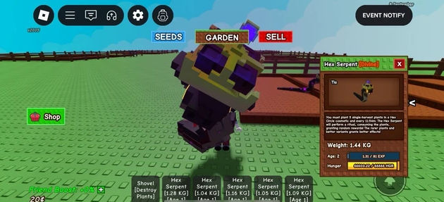 hex serpent grow a garden